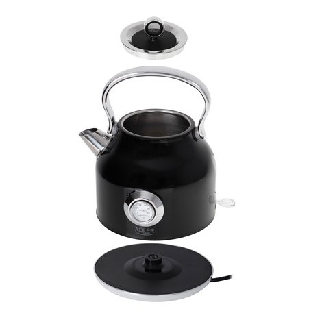 Adler | Kettle with a Thermomete | AD 1346b | Electric | 2200 W | 1.7 L | Stainless steel | 360° rotational base | Black - 4